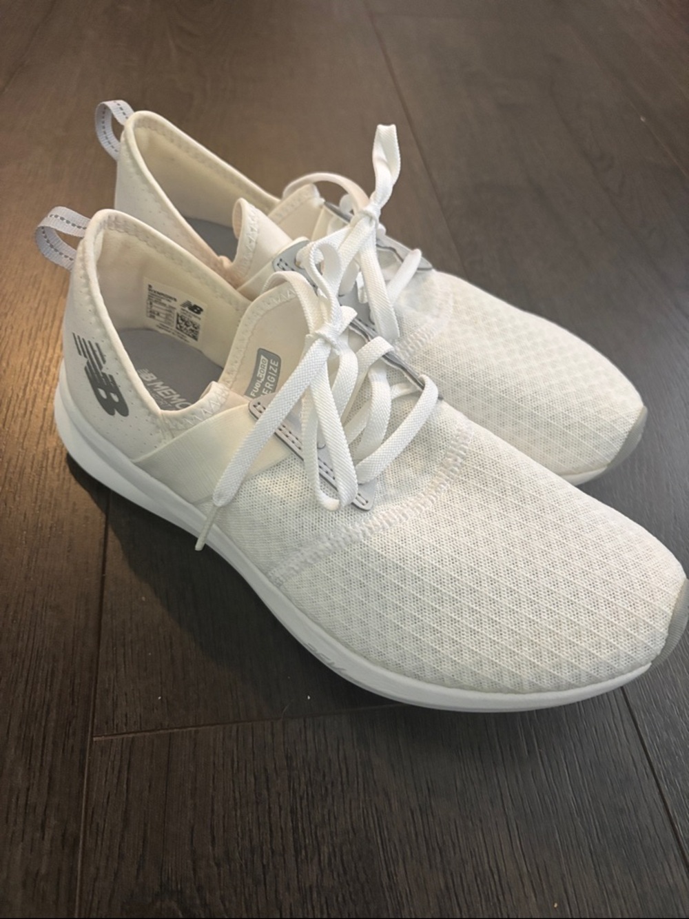 New Balance Women's White Knit Lace-Up Running Shoes